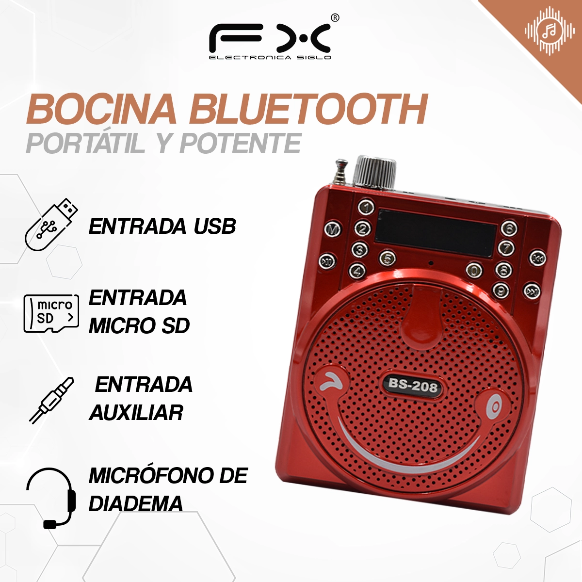 Bocina con Bluetooth BS-208 - Image 2