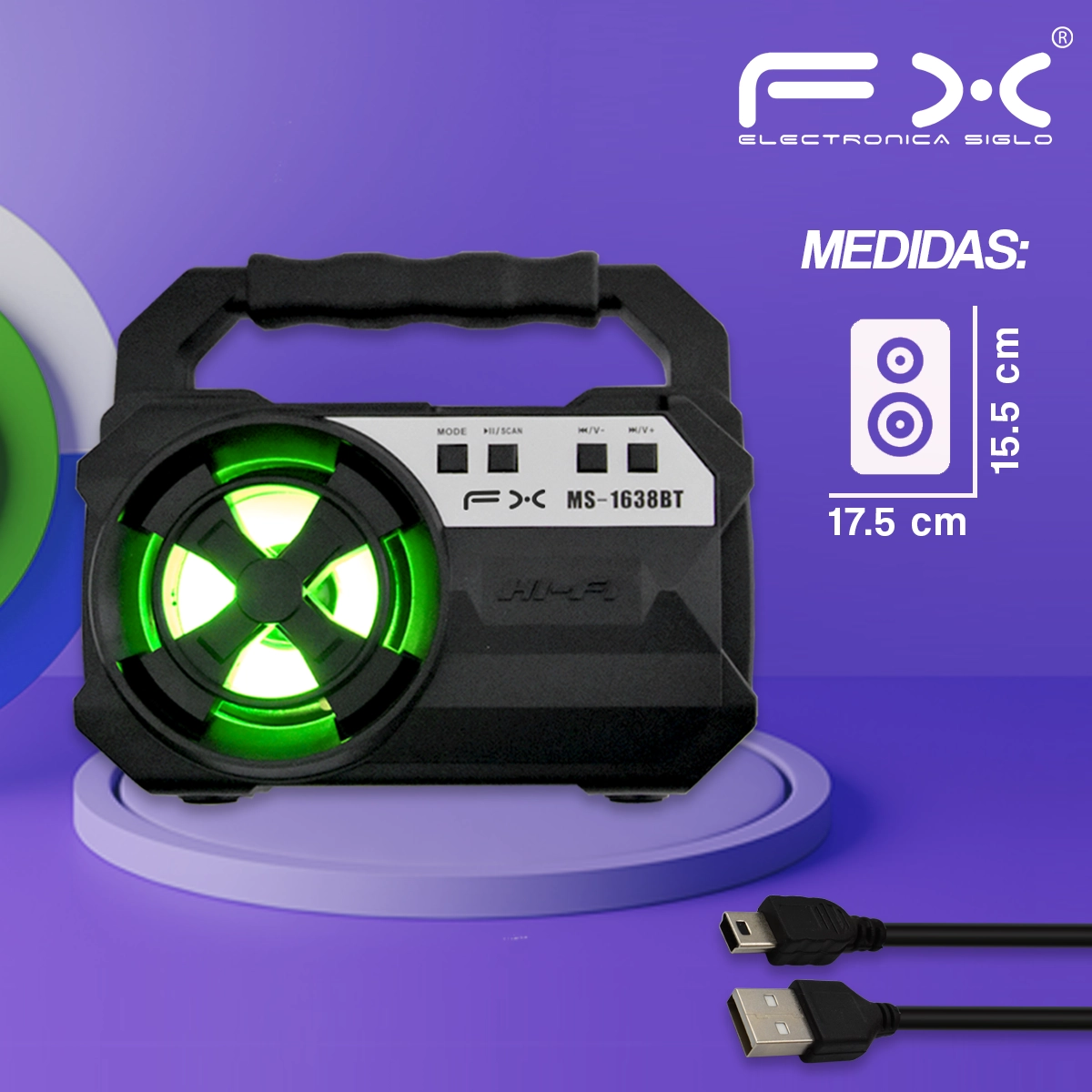 Bocina con Bluetooth MS-1638BT - Image 3