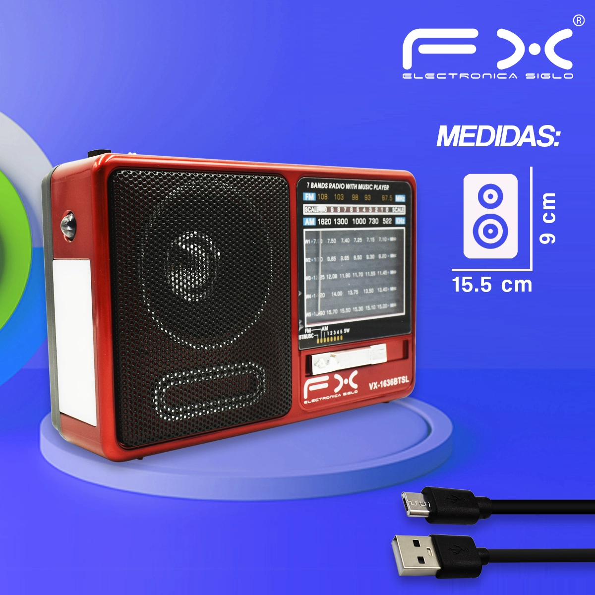 Bocina con Bluetooth VX-1636BTSL - Image 3