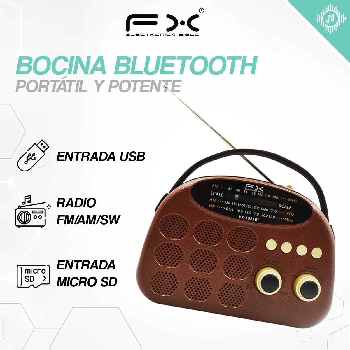 Bocina con Bluetooth VX-1981BT - Image 2