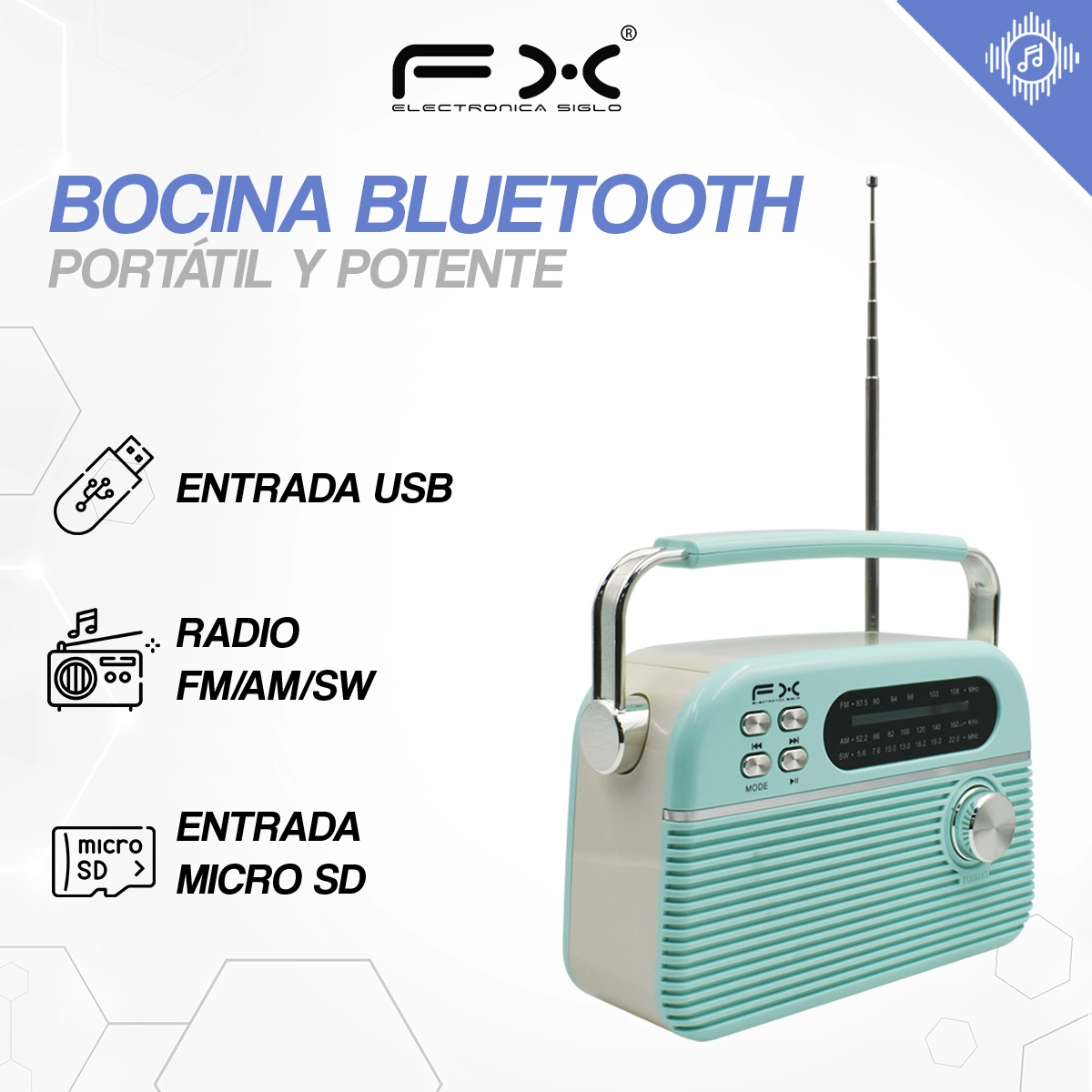 Bocina con Bluetooth VX-1986BT - Image 2
