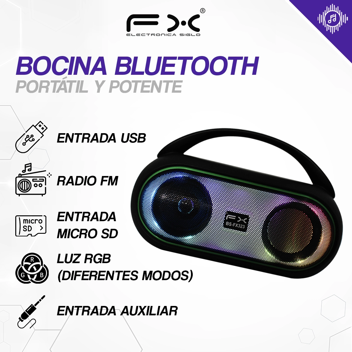 Bocina con Bluetooth BS-FX323 - Image 2