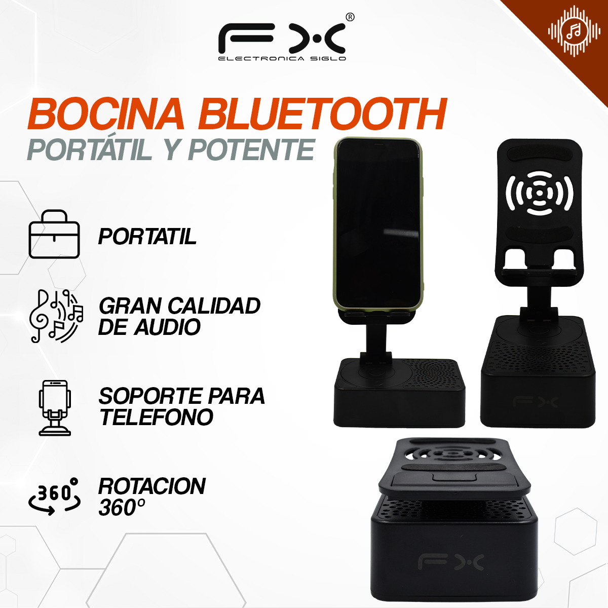 Soporte para Teléfono con Bocina Bluetooth BS-S261 - Image 2