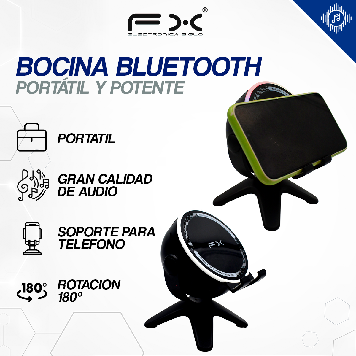 Soporte para Teléfono con Bocina Bluetooth BS-1968 - Image 2