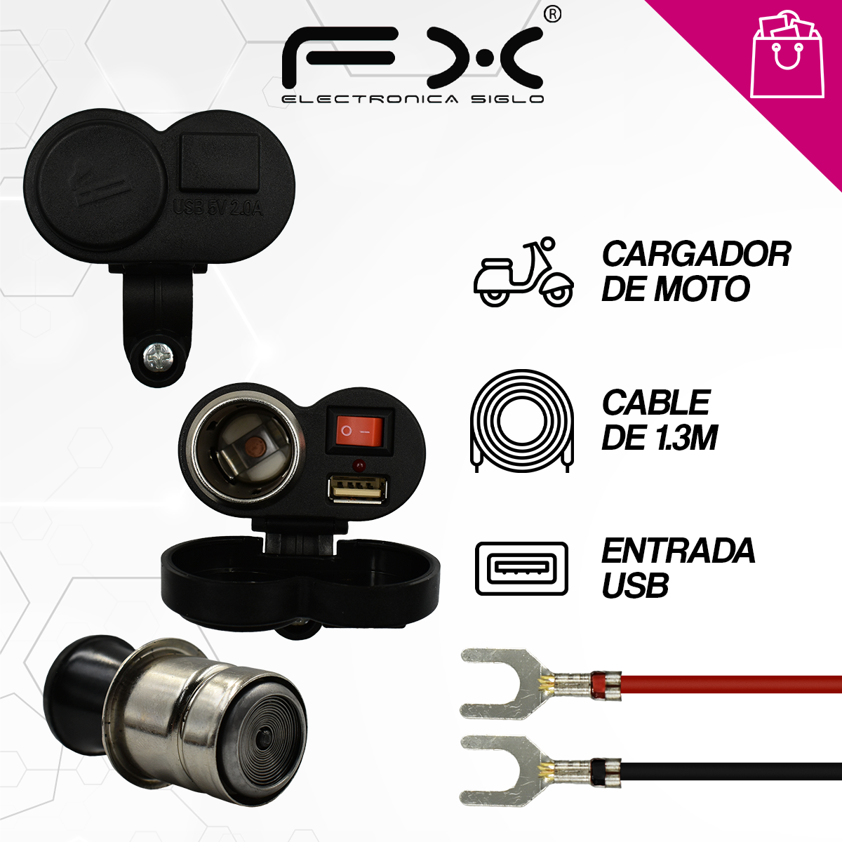 Cargador y Encendedor de Motocicleta / Bicicleta Electrica EMI-F79 - Image 2