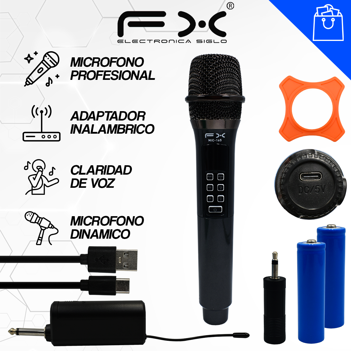 Micrófono Profesional Inalambrico MIC-165 - Image 2